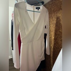 Lulu's White Long-Sleeve romper with shorts